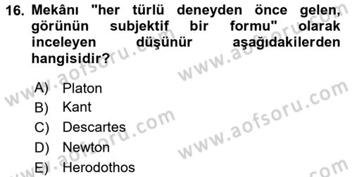 Tarihi Coğrafya Dersi 2024 - 2025 Yılı Yaz Okulu Sınav Soruları 16. Soru