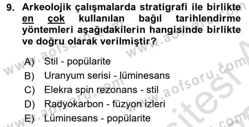 Tarihi Coğrafya Dersi 2024 - 2025 Yılı Yaz Okulu Sınav Soruları 9. Soru