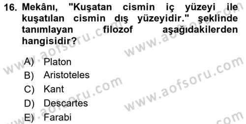 Tarihi Coğrafya Dersi 2025 - 2026 Yılı (Final) Dönem Sonu Sınav Soruları 16. Soru