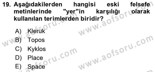 Tarihi Coğrafya Dersi 2025 - 2026 Yılı (Final) Dönem Sonu Sınav Soruları 19. Soru