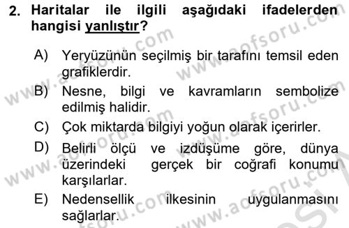 Tarihi Coğrafya Dersi 2025 - 2026 Yılı (Final) Dönem Sonu Sınav Soruları 2. Soru