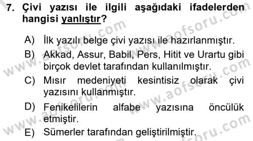 Tarihi Coğrafya Dersi 2025 - 2026 Yılı (Final) Dönem Sonu Sınav Soruları 7. Soru