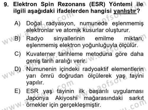 Tarihi Coğrafya Dersi 2025 - 2026 Yılı (Final) Dönem Sonu Sınav Soruları 9. Soru