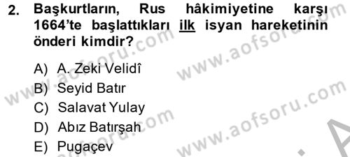 XIX. Yüzyıl Türk Dünyası Dersi 2013 - 2014 Yılı (Vize) Ara Sınav Soruları 2. Soru