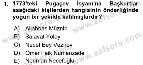 XIX. Yüzyıl Türk Dünyası Dersi 2015 - 2016 Yılı (Vize) Ara Sınav Soruları 1. Soru