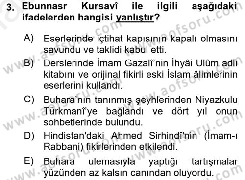 XIX. Yüzyıl Türk Dünyası Dersi 2015 - 2016 Yılı (Vize) Ara Sınav Soruları 3. Soru