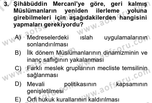 XIX. Yüzyıl Türk Dünyası Dersi 2015 - 2016 Yılı (Final) Dönem Sonu Sınav Soruları 3. Soru