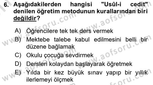 XIX. Yüzyıl Türk Dünyası Dersi 2023 - 2024 Yılı (Vize) Ara Sınav Soruları 6. Soru