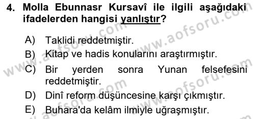 XIX. Yüzyıl Türk Dünyası Dersi 2024 - 2025 Yılı Yaz Okulu Sınav Soruları 4. Soru