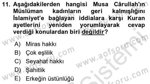 XIX. Yüzyıl Türk Dünyası Dersi 2025 - 2026 Yılı (Vize) Ara Sınav Soruları 11. Soru