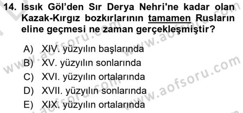 XIX. Yüzyıl Türk Dünyası Dersi 2025 - 2026 Yılı (Final) Dönem Sonu Sınav Soruları 14. Soru