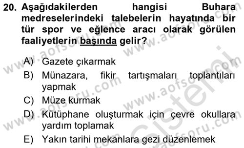 XIX. Yüzyıl Türk Dünyası Dersi 2025 - 2026 Yılı (Final) Dönem Sonu Sınav Soruları 20. Soru