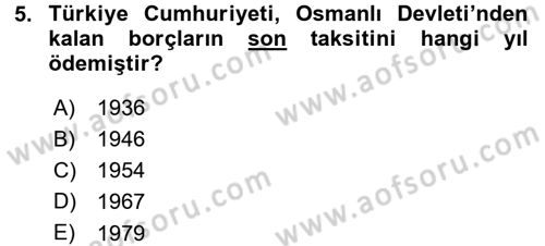 Osmanlı Devleti Yenileşme Hareketleri (1876-1918) Dersi 2015 - 2016 Yılı (Final) Dönem Sonu Sınav Soruları 5. Soru