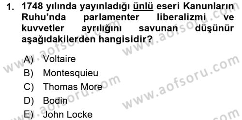 Osmanlı Devleti Yenileşme Hareketleri (1876-1918) Dersi 2016 - 2017 Yılı (Vize) Ara Sınav Soruları 1. Soru