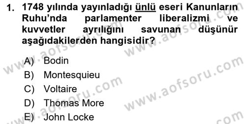 Osmanlı Devleti Yenileşme Hareketleri (1876-1918) Dersi Ara Sınavı Deneme Sınav Soruları 1. Soru