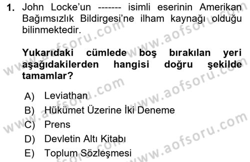 Osmanlı Devleti Yenileşme Hareketleri (1876-1918) Dersi 2019 - 2020 Yılı (Final) Dönem Sonu Sınav Soruları 1. Soru
