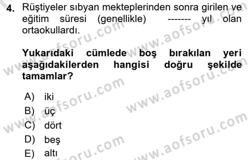 Osmanlı Devleti Yenileşme Hareketleri (1876-1918) Dersi 2019 - 2020 Yılı (Final) Dönem Sonu Sınav Soruları 4. Soru