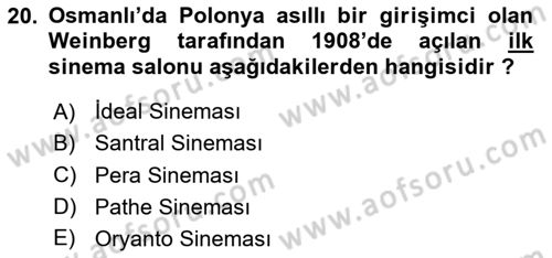 Osmanlı Devleti Yenileşme Hareketleri (1876-1918) Dersi 2020 - 2021 Yılı Yaz Okulu Sınav Soruları 20. Soru