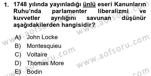 Osmanlı Devleti Yenileşme Hareketleri (1876-1918) Dersi Ara Sınavı Deneme Sınav Soruları 1. Soru