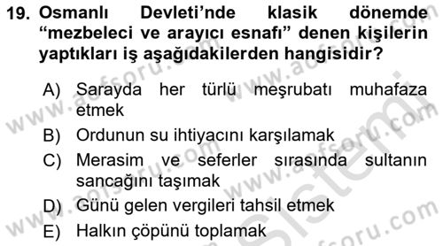 Osmanlı Devleti Yenileşme Hareketleri (1876-1918) Dersi 2022 - 2023 Yılı Yaz Okulu Sınav Soruları 19. Soru