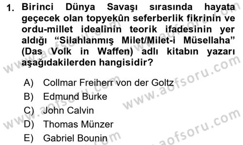 Osmanlı Devleti Yenileşme Hareketleri (1876-1918) Dersi 2023 - 2024 Yılı (Final) Dönem Sonu Sınav Soruları 1. Soru