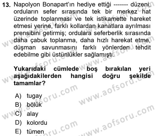 Osmanlı Devleti Yenileşme Hareketleri (1876-1918) Dersi 2024 - 2025 Yılı (Vize) Ara Sınav Soruları 13. Soru