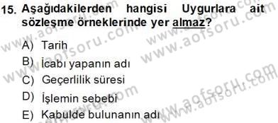 Hukuk Tarihi Dersi 2014 - 2015 Yılı (Vize) Ara Sınav Soruları 15. Soru