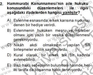 Hukuk Tarihi Dersi 2014 - 2015 Yılı (Vize) Ara Sınav Soruları 2. Soru