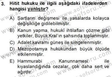 Hukuk Tarihi Dersi 2014 - 2015 Yılı (Vize) Ara Sınav Soruları 3. Soru