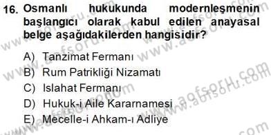 Hukuk Tarihi Dersi 2014 - 2015 Yılı (Final) Dönem Sonu Sınav Soruları 16. Soru