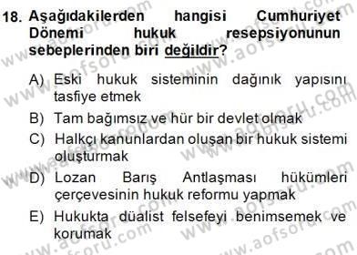 Hukuk Tarihi Dersi 2014 - 2015 Yılı (Final) Dönem Sonu Sınav Soruları 18. Soru