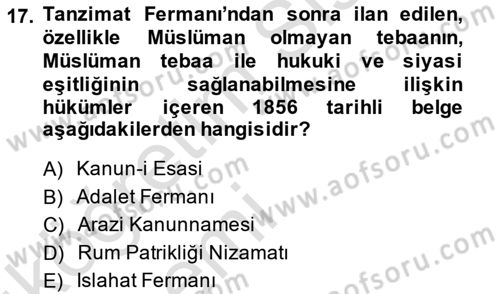 Hukuk Tarihi Dersi 2014 - 2015 Yılı Tek Ders Sınav Soruları 17. Soru