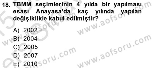 Hukuk Tarihi Dersi 2014 - 2015 Yılı Tek Ders Sınav Soruları 18. Soru