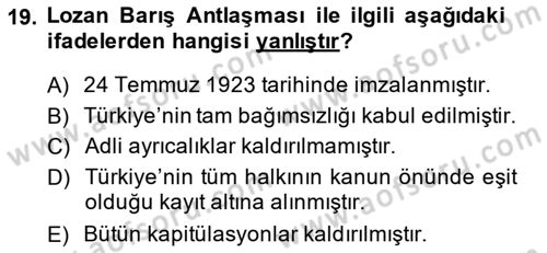 Hukuk Tarihi Dersi 2014 - 2015 Yılı Tek Ders Sınav Soruları 19. Soru