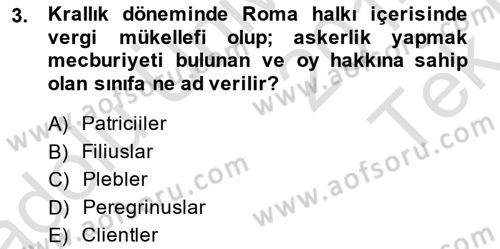 Hukuk Tarihi Dersi 2014 - 2015 Yılı Tek Ders Sınav Soruları 3. Soru