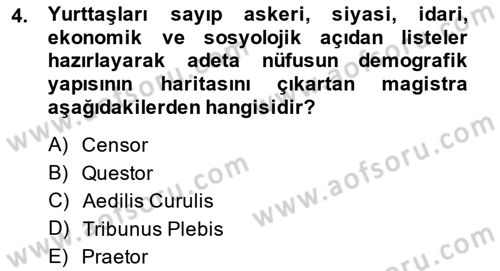Hukuk Tarihi Dersi 2014 - 2015 Yılı Tek Ders Sınav Soruları 4. Soru
