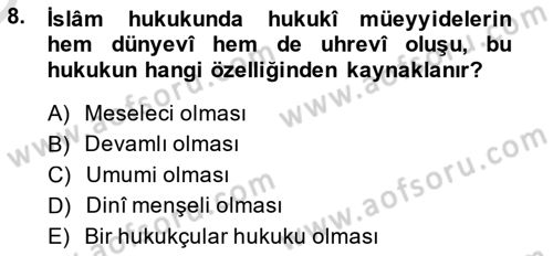 Hukuk Tarihi Dersi 2014 - 2015 Yılı Tek Ders Sınav Soruları 8. Soru