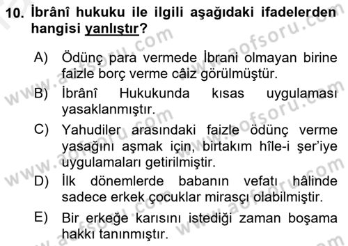 Hukuk Tarihi Dersi 2015 - 2016 Yılı (Vize) Ara Sınav Soruları 10. Soru