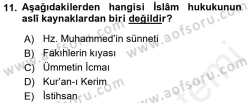 Hukuk Tarihi Dersi 2015 - 2016 Yılı (Vize) Ara Sınav Soruları 11. Soru