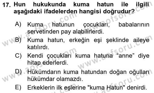 Hukuk Tarihi Dersi 2015 - 2016 Yılı (Vize) Ara Sınav Soruları 17. Soru