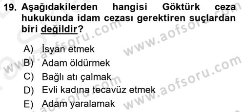 Hukuk Tarihi Dersi 2015 - 2016 Yılı (Vize) Ara Sınav Soruları 19. Soru