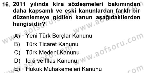 Hukuk Tarihi Dersi 2015 - 2016 Yılı (Final) Dönem Sonu Sınav Soruları 16. Soru