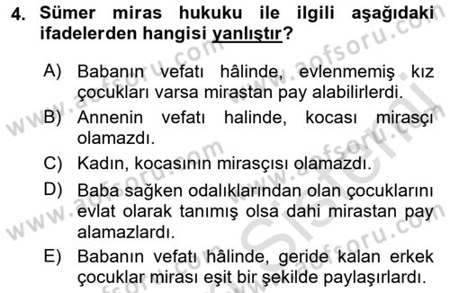 Hukuk Tarihi Dersi 2015 - 2016 Yılı (Final) Dönem Sonu Sınav Soruları 4. Soru