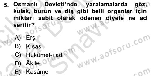 Hukuk Tarihi Dersi 2015 - 2016 Yılı (Final) Dönem Sonu Sınav Soruları 5. Soru