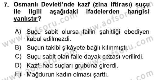 Hukuk Tarihi Dersi 2015 - 2016 Yılı (Final) Dönem Sonu Sınav Soruları 7. Soru