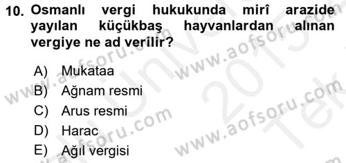 Hukuk Tarihi Dersi 2015 - 2016 Yılı Tek Ders Sınav Soruları 10. Soru