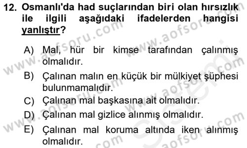 Hukuk Tarihi Dersi 2015 - 2016 Yılı Tek Ders Sınav Soruları 12. Soru