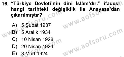 Hukuk Tarihi Dersi 2015 - 2016 Yılı Tek Ders Sınav Soruları 16. Soru