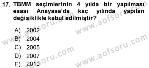 Hukuk Tarihi Dersi 2015 - 2016 Yılı Tek Ders Sınav Soruları 17. Soru