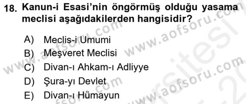 Hukuk Tarihi Dersi 2015 - 2016 Yılı Tek Ders Sınav Soruları 18. Soru